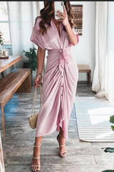 Maxi Shirt Dress, European And American Fashion Forged Face Long Dress