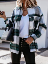 Autumn and Winter Long Sleeve Plaid Printed Shirt Coat