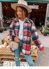 Autumn and Winter Long Sleeve Plaid Printed Shirt Coat