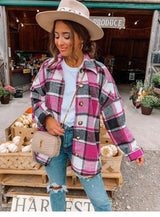 Autumn and Winter Long Sleeve Plaid Printed Shirt Coat