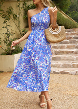 Elegant Slant-Shoulder Maxi Dress