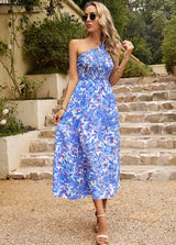 Elegant Slant-Shoulder Maxi Dress