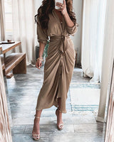 Maxi Shirt Dress, European And American Fashion Forged Face Long Dress