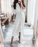 Maxi Shirt Dress, European And American Fashion Forged Face Long Dress