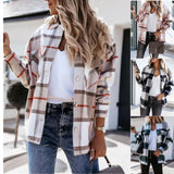 Autumn and Winter Long Sleeve Plaid Printed Shirt Coat