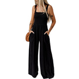 Ladies Casual Summer Jumpsuits, Jumpsuits for Women Casual Jumpers Summer Rompers Sleeveless Loose High Waist Wide Leg Overalls with Pockets 2024