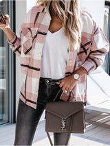 Autumn and Winter Long Sleeve Plaid Printed Shirt Coat