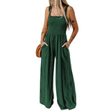 Ladies Casual Summer Jumpsuits, Jumpsuits for Women Casual Jumpers Summer Rompers Sleeveless Loose High Waist Wide Leg Overalls with Pockets 2024