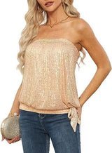 Women's Sequin Vest, Solid Color Halter Women's Sequined Slightly Elastic Vest