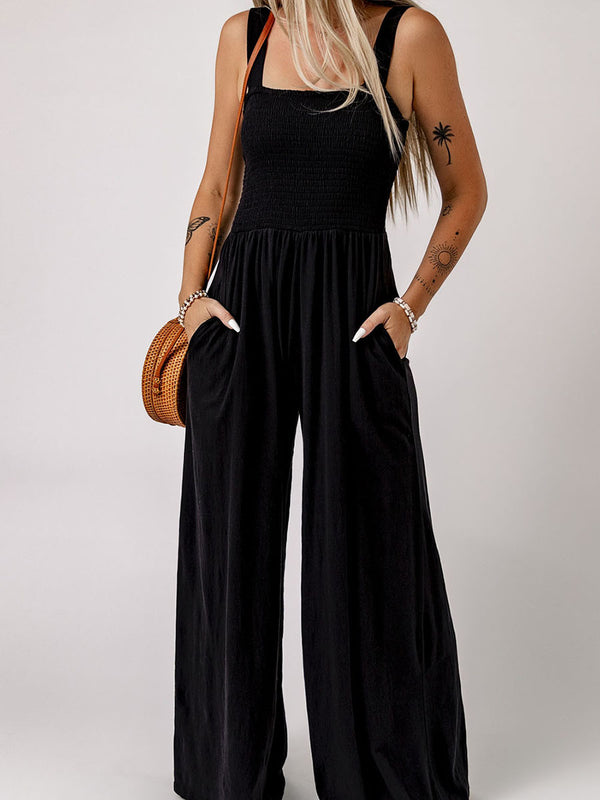 Ladies Casual Summer Jumpsuits, Jumpsuits for Women Casual Jumpers Summer Rompers Sleeveless Loose High Waist Wide Leg Overalls with Pockets 2024