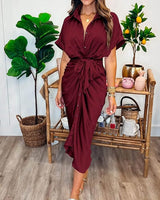 Maxi Shirt Dress, European And American Fashion Forged Face Long Dress